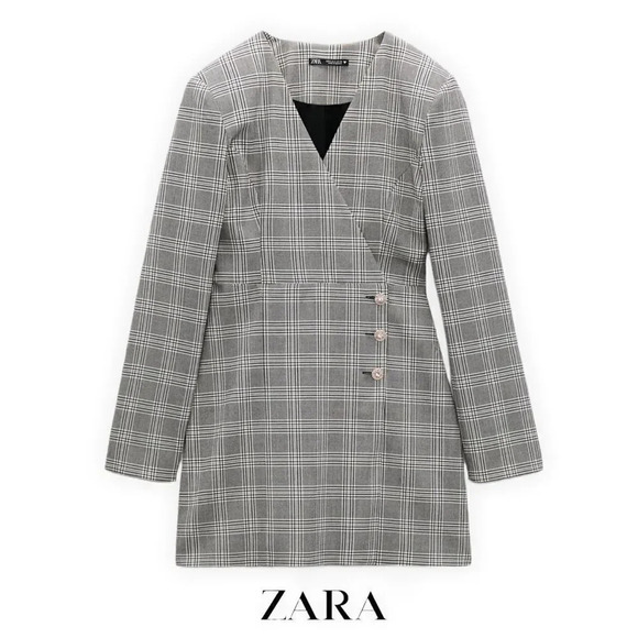 ZARA | Black & White | PLAID BLAZER DRESS - Picture 2 of 12